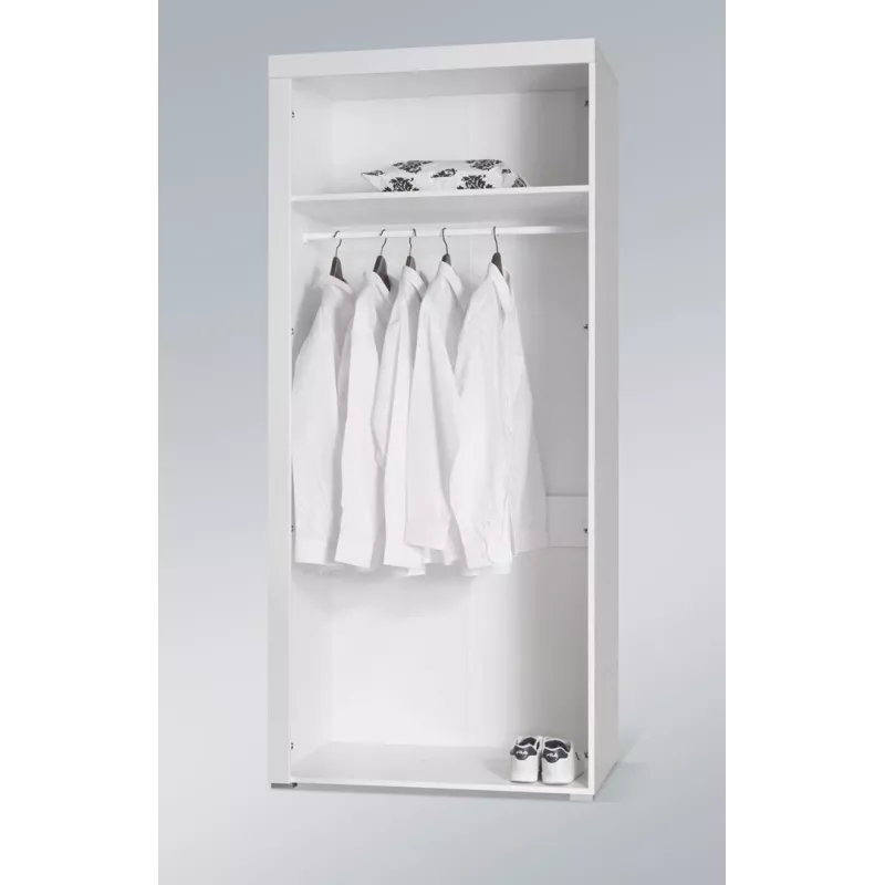Szafa ubraniowa cama meble SAMBA biały/czarny połysk, 900×550×2030 mm, 1 półka