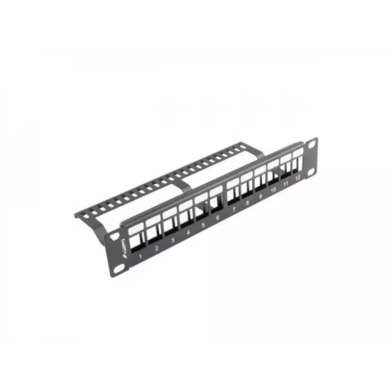 Panel zaślepiający do szafy rack LANBERG PPKS-9112-B, 12-portów, 1U, metal, szary, 254×44,5×99,3 mm