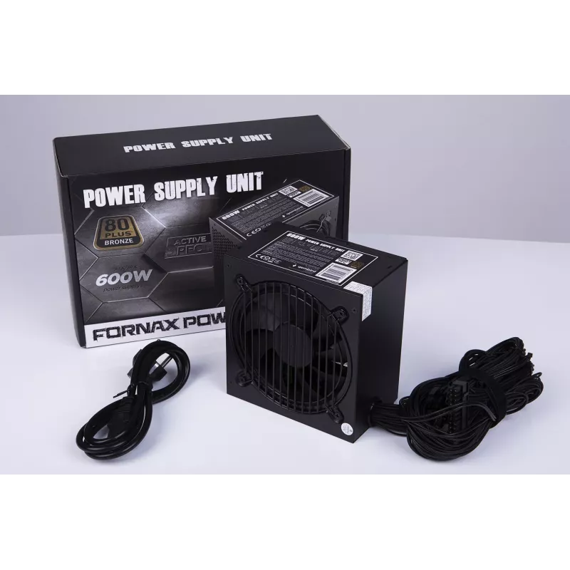 Zasilacz ATX 80+Bronze 600W aktywny PFC, wentylator 12cm
