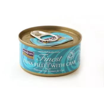Mokra karma dla kota FISH4DOGS Filet z tuńczyka z krabem 70 g — puszka, 70 g, 85% wilgotności, 12% białka