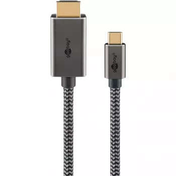 Pleciony kabel adaptera USB, wtyk USB-C > wtyk HDMI, 4K / 60 Hz (czarny/srebrny, 2 metry)