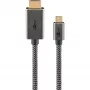 Pleciony kabel adaptera USB, wtyk USB-C > wtyk HDMI, 4K / 60 Hz (czarny/srebrny, 2 metry)
