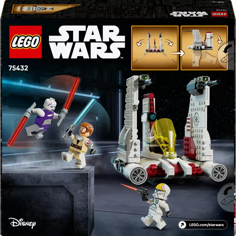 LEGO Star Wars V-19 Torrent Fighter 75432 zestaw konstrukcyjny — 567 sztuk, 3 minifigurki, model do ekspozycji i zabawy