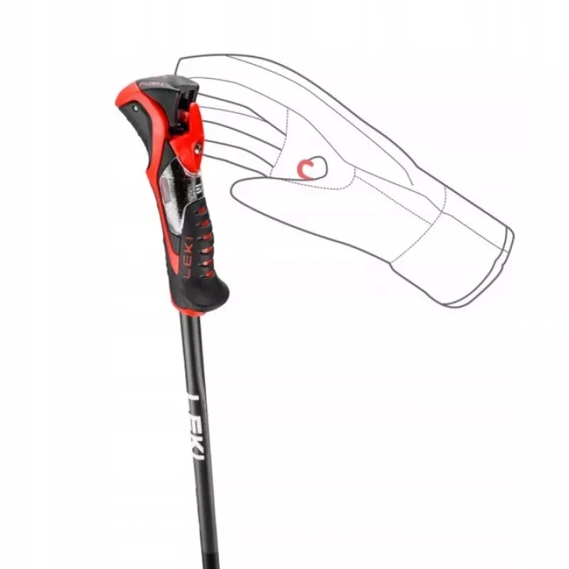 Kijki narciarskie Leki 3D AIRFOIL czarno-czerwone 120 cm