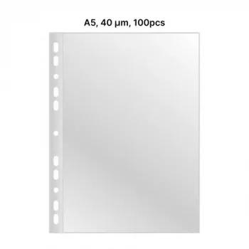 Koszulka AD Class PUNCHED POCKET Crystal Clear A5 40 mikr., opakowanie 100 szt.