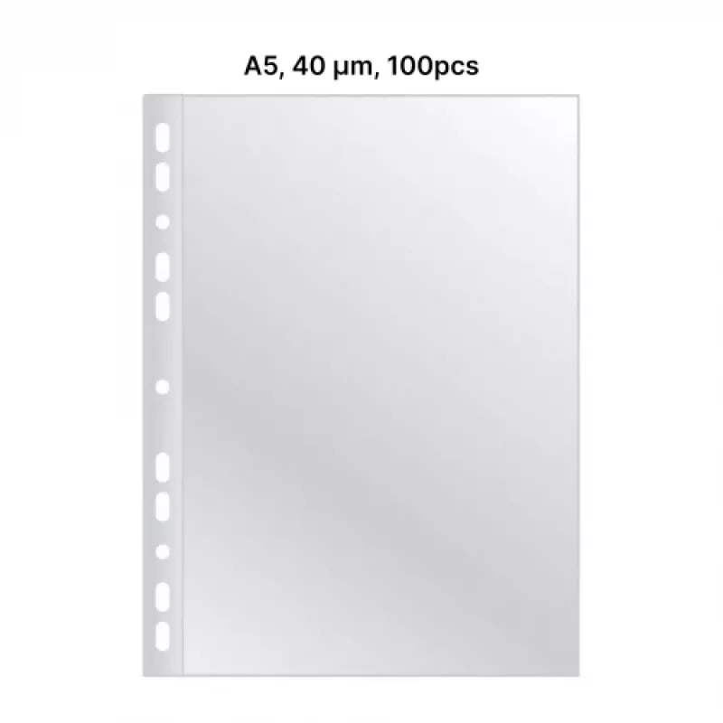 Koszulka AD Class PUNCHED POCKET Crystal Clear A5 40 mikr., opakowanie 100 szt.