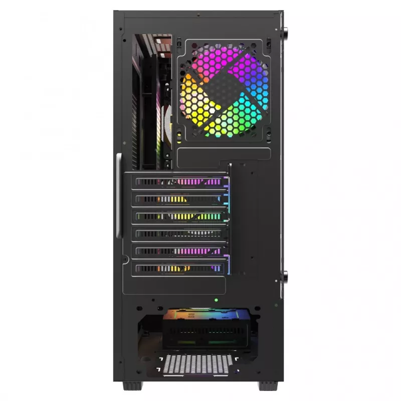 Obudowa PC SAVIO Noctis Flow RGB — Cube, ATX/Mini-ITX, 3x 120 mm wentylatory z przodu, szklany panel boczny, max GPU 35 cm