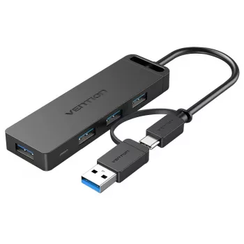 Vention 4-Port USB 3.0 Hub z interfejsem 2-w-1 USB-C i USB 3.0 oraz zasilaczem 0,15M typ ABS