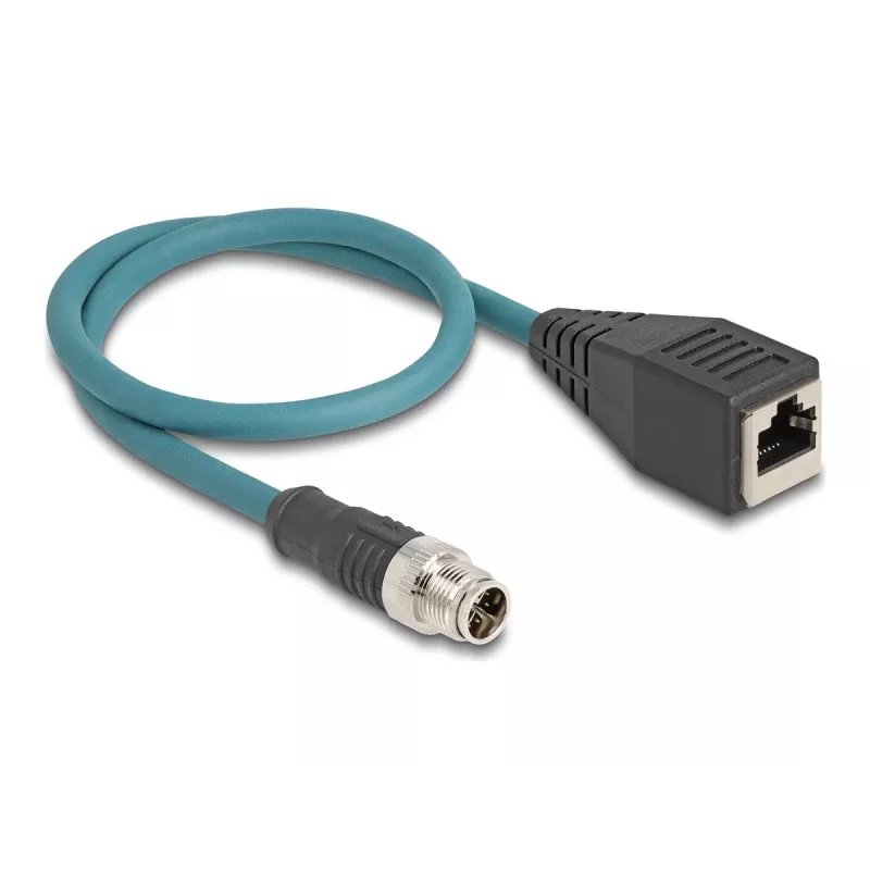 DeLOCK M12 adapter kablowyowy X-kodowany 8-pinowy męski na RJ45 żeński 50 cm