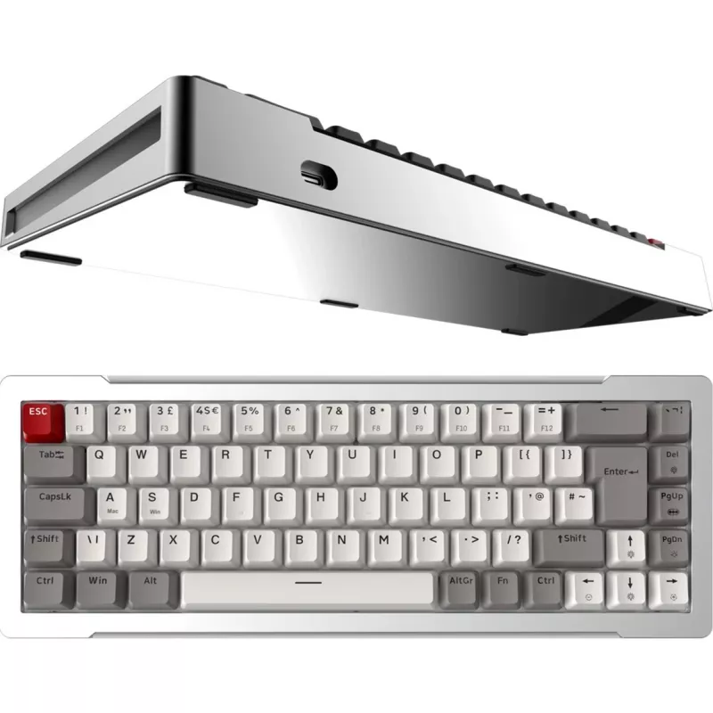 Klawiatura gamingowa Raijintek MGA-68, przełączniki Hejin Magnetic Yellow, układ DE, srebrna