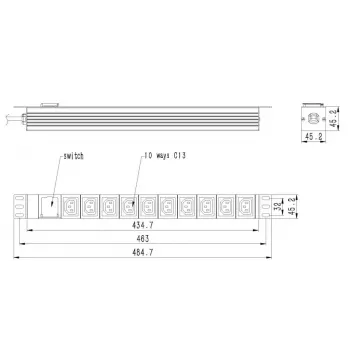 Listwa zasilająca GEMBIRD EG-PDU-10C132C19 — 10x gniazda C13, 1U rack, wejście C19 16A, kabel 2 m, 3500 W