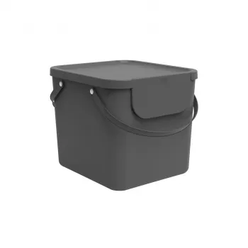 Rotho Albula prostokątny plastikowy pojemnik na odpady 40 L, antracyt, technopolimer, 400×358×340 mm