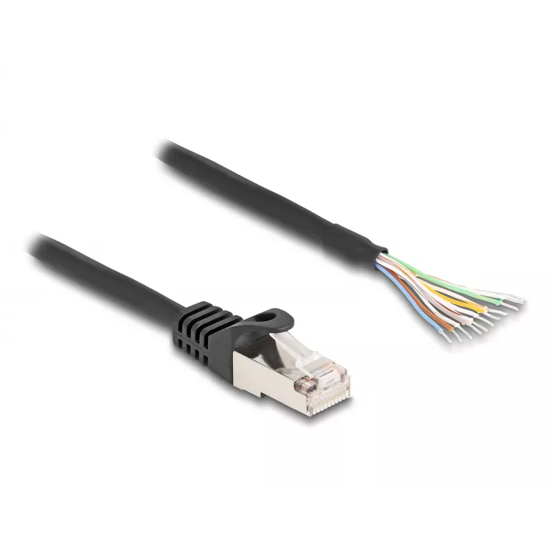 Kabel DeLOCK RJ50 męski do otwartych końcówek przewodów S/FTP 0,25 m czarny