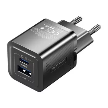 Vention FEQB0-EU wewnętrzna szybka ładowarka sieciowa 30 W, 1x USB-C, czarna — do smartfonów, tabletów, smartwatchy, słuchawek
