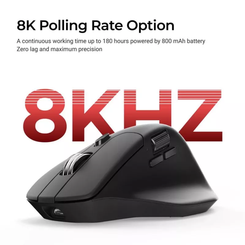 Mysz Keychron M6 Praworęczna Uniwersalna — Optyczna, RF Wireless + Bluetooth + USB-C, 30000 DPI, Czarna