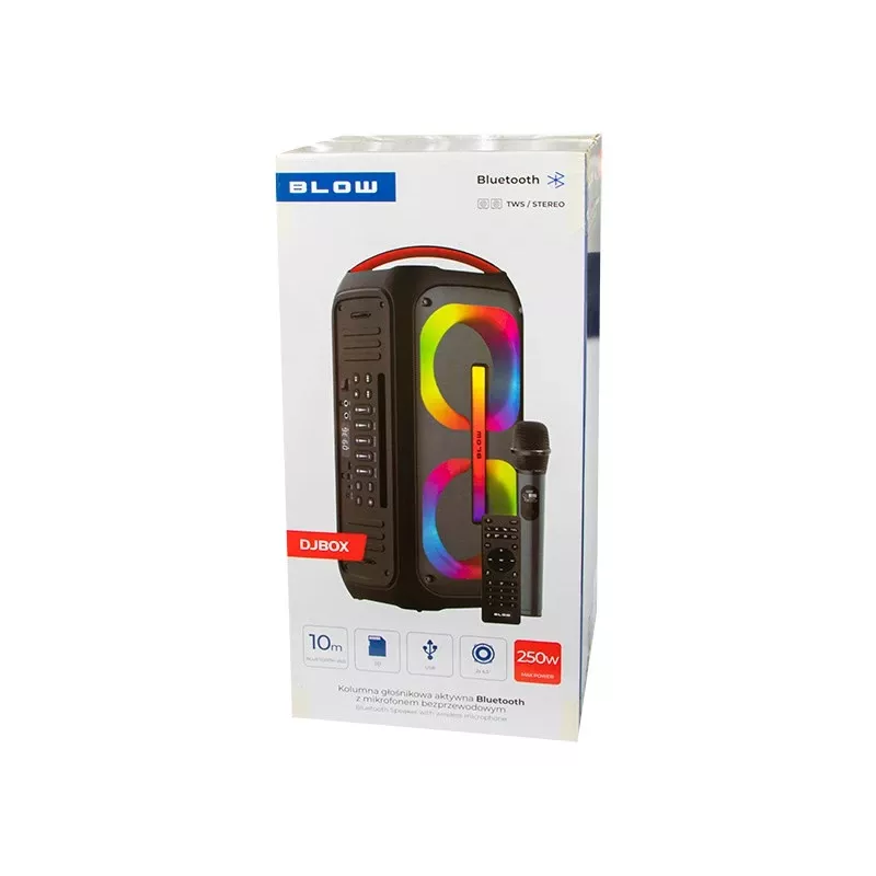 Przenośny monofoniczny głośnik Bluetooth BLOW 30-392# — bateria 6000 mAh, 6,5 W RMS, Bluetooth 5.0, MicroSD, AUX, Micro-USB, 2 głośniki, czarny