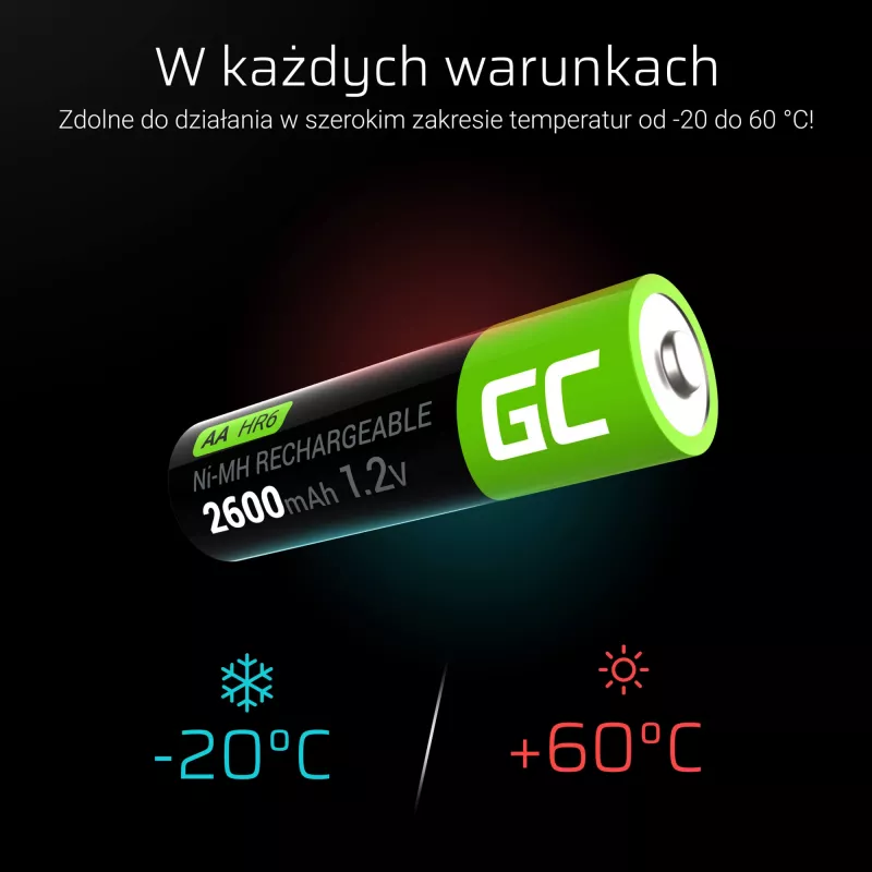 Akumulator zielony Cell GR01 AA NiMH 1,2 V 2600 mAh, 4 szt., zielony
