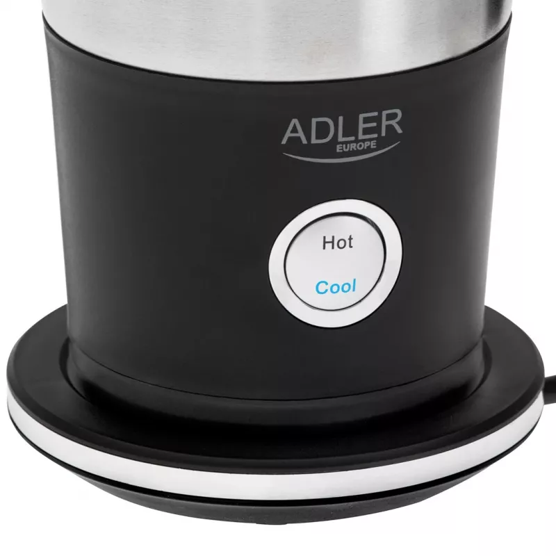 Automatyczny spieniacz do mleka Adler AD 4497 — stal nierdzewna, 600W, pianka 120 ml / podgrzewanie 300 ml, gorący i zimny