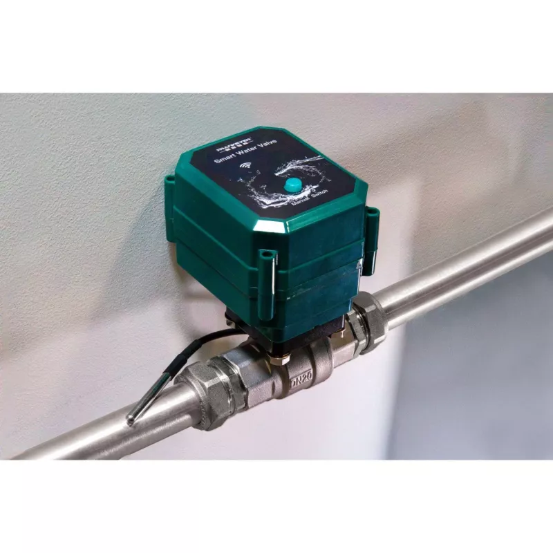Inteligentny zawór wodny Shelly PbS FrankEver DN15 WLAN Bluetooth – zmotoryzowany zawór odcinający do zdalnego sterowania wodą