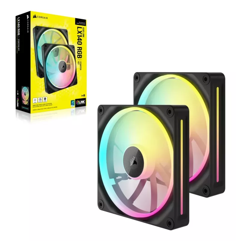 CORSAIR iCUE Link LX140 ARGB Wentylatory obudowy 140 mm - Zestaw 2 szt., Czarny