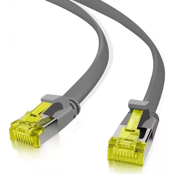 Helos - kabel krosowy - RJ-45 (M) do RJ-45 (M) - 50 cm - U/FTP - CAT 6a - płaski - szary