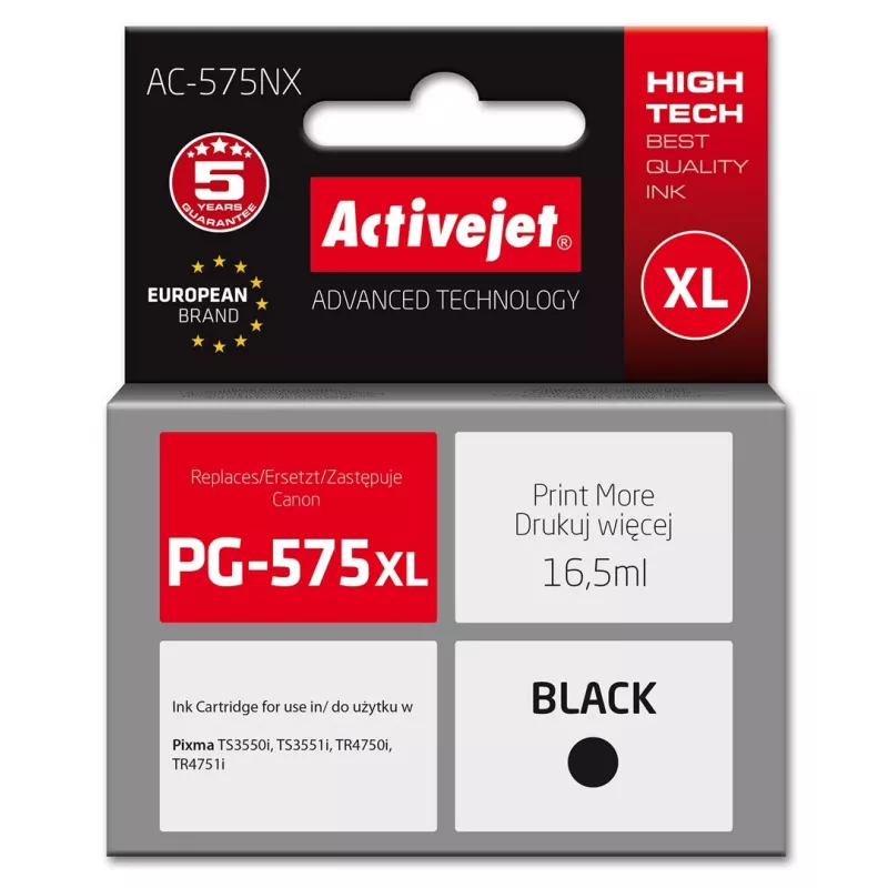 Tusz Activejet AC-575NX do drukarki Canon, zamiennik Canon PG-575XL; Supreme; 16,5 ml; czarny