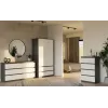 Szafa top e shop MALWA SS-90, 90×180×50 cm, rama antracytowa, białe drzwi uchylne, 2 szuflady, laminat 16 mm