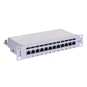 Patch panel LANBERG PPF6-9012-S, 12-portowy, metalowy, szary, 1U, 215×130×44,5 mm