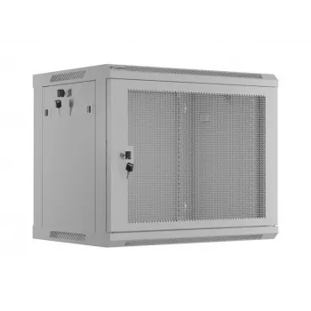 Szafa rack do montażu naściennego 19 inch 9U 600x450, szara, drzwi perforowane