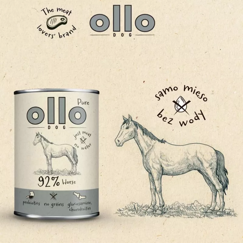 OLLO Pure Horse - mokra karma dla psa - 400g
