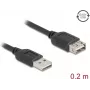 Kabel USB A do USB A DELOCK 81510 — USB 2.0, 0,2 m, czarny