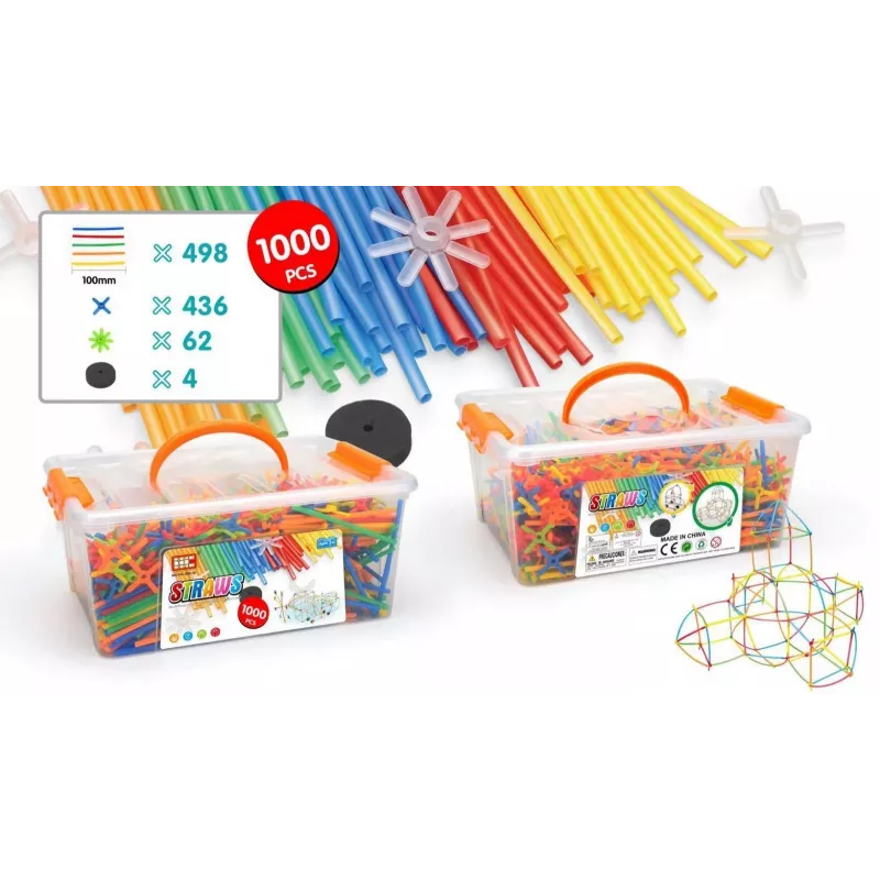 Klocki konstrukcyjne Ascato Askato Little Straws 1000 szt. — zestaw konstrukcyjny, 1000 elementów