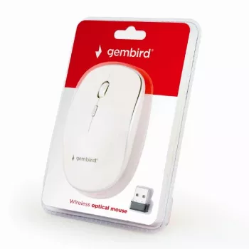 Mysz bezprzewodowa GEMBIRD MUSW-4B-01-W, symetryczna, optyczna 1600 DPI, 4 przyciski, RF bezprzewodowa, biała