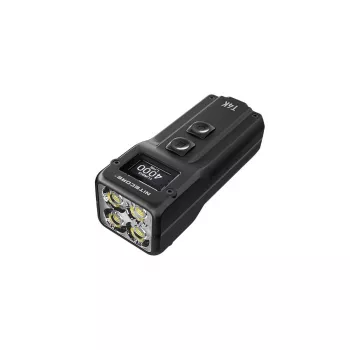 Lampa błyskowa do kluczy Nitecore T4K — 4 diody LED, 1000 lm, akumulatorowa z ładowaniem USB, IP54, odporna na wstrząsy, 82,3 mm, 77 g