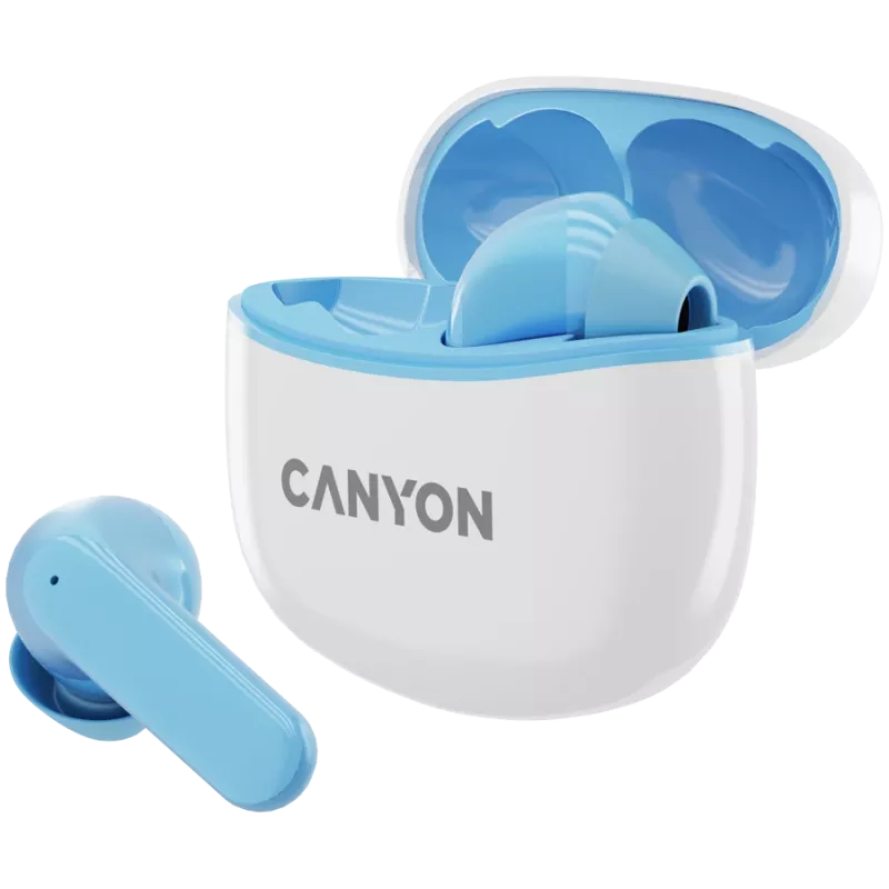 Słuchawki Canyon TWS-5 CNS-TWS5BL – True Wireless – Bluetooth 5.3 – Douszne – Etui ładujące USB-C – Sterowanie dotykowe – do 38h pracy – Czarny