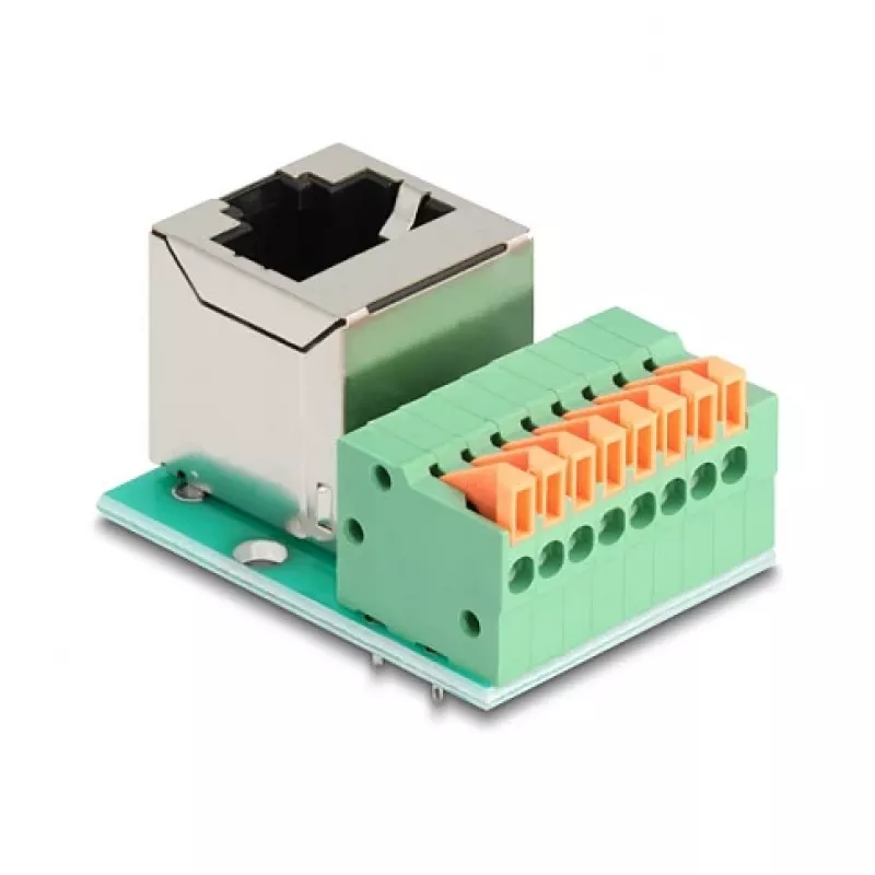 DeLOCK 90653 adapter kablowy RJ45 8-stykowy blok zaciskowy Zielony Srebrny