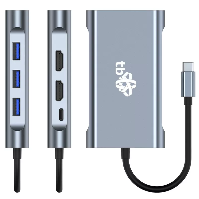 HUB 8w1 Adapter USB C HDMI x2 USB VGA RJ45 PD