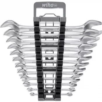 Zestaw kluczy płaskich dwustronnych Wiha 44753 — 12 sztuk, rozmiary SW 6–32 mm