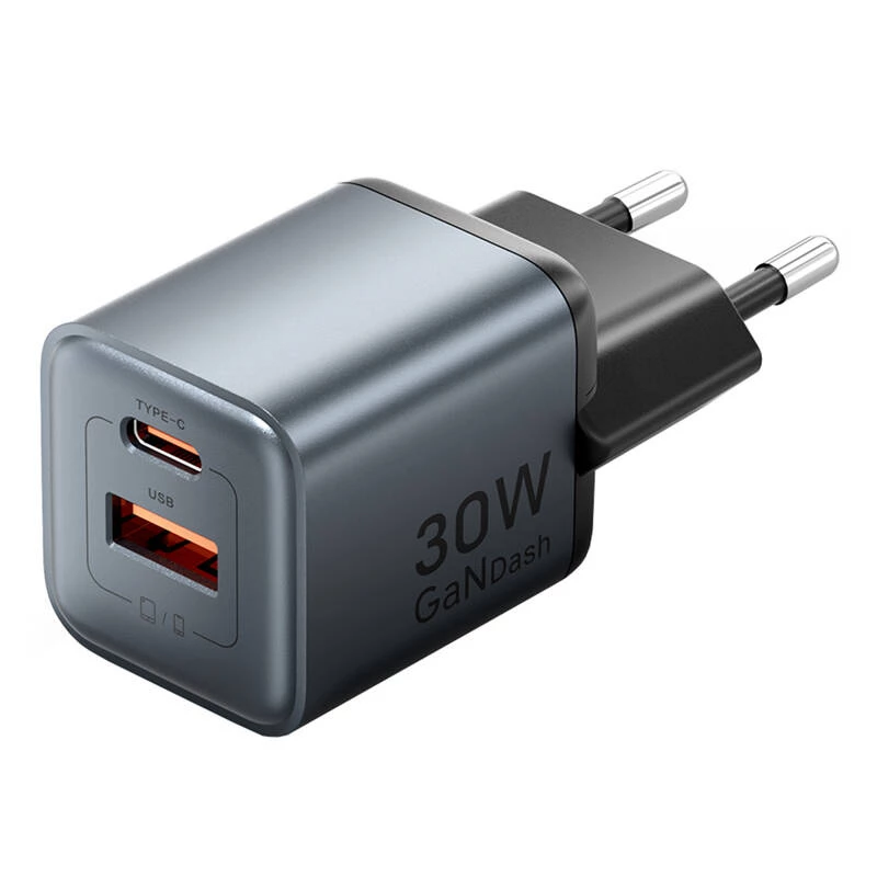 Ładowarka Vention FEWH0-EU 30W GaN — 1× USB-C, 1× USB-A, 30 W, czarna