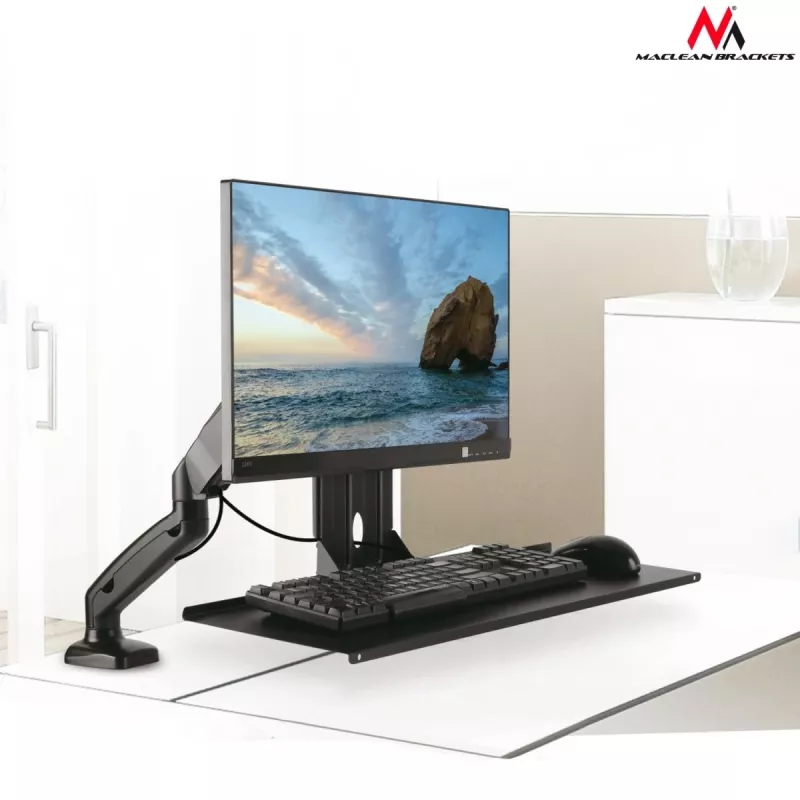 Uchwyt na klawiaturę Maclean, dodatek do uchwytu monitora, VESA 75x75, 100x100, MC-756