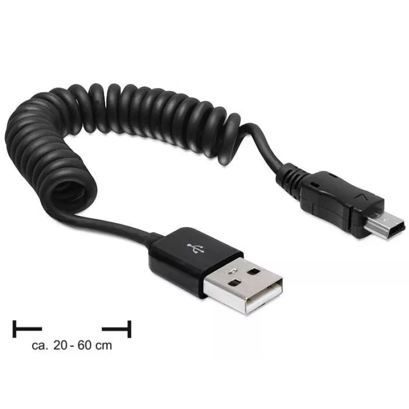 Kabel USB DeLOCK USB 2.0 0,6m USB A Mini-USB A Czarny
