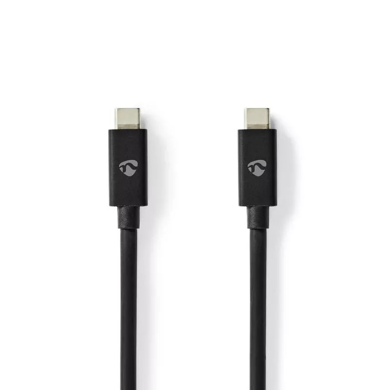 Nedis 1m USB-C 4.0 Gen 3x2, 240 W, 8K@60Hz, 40 Gbps | niklowane | 1,00 m | Okrągły | PVC | Czarny | Pudełko (CCGB66040BK10)