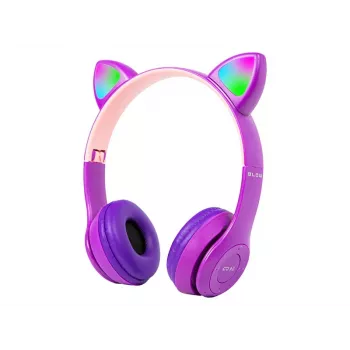 Wireless headset Bluetooth 5.0 LED for kids purple ears