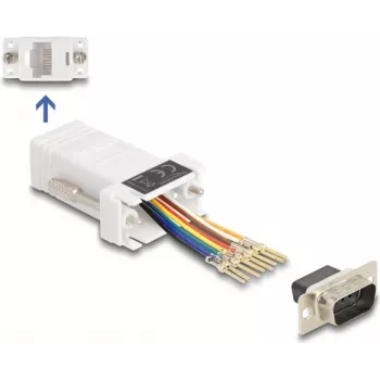 DeLOCK D-Sub 9-pin męski do RJ45 żeński zestaw montażowy biały VGA RJ-45