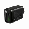 Ładowarka CANYON OnCharge 65RC z wbudowanym kablem USB-C, 65 W, 1x PD, 1x QC, wtyczka EU, czarna
