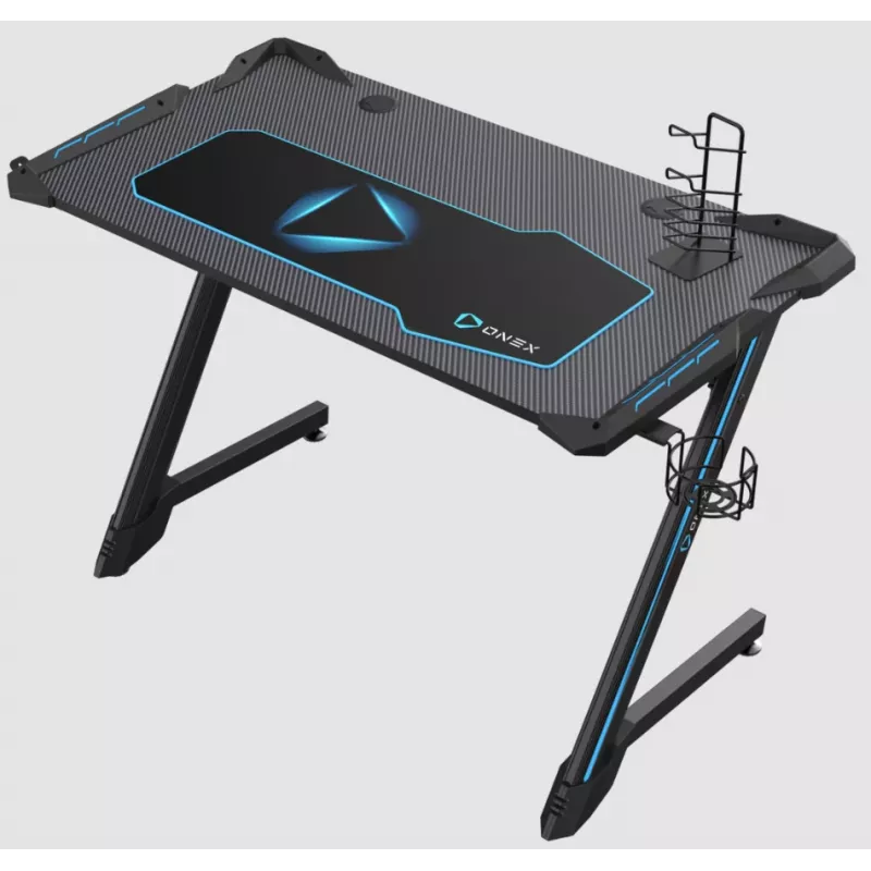 Onex | Biurko gamingowe RGB z uchwytem na kubek, hakiem na słuchawki, uchwytem na gamepad, 114 cm (szer.) | GD1200Z | czarne