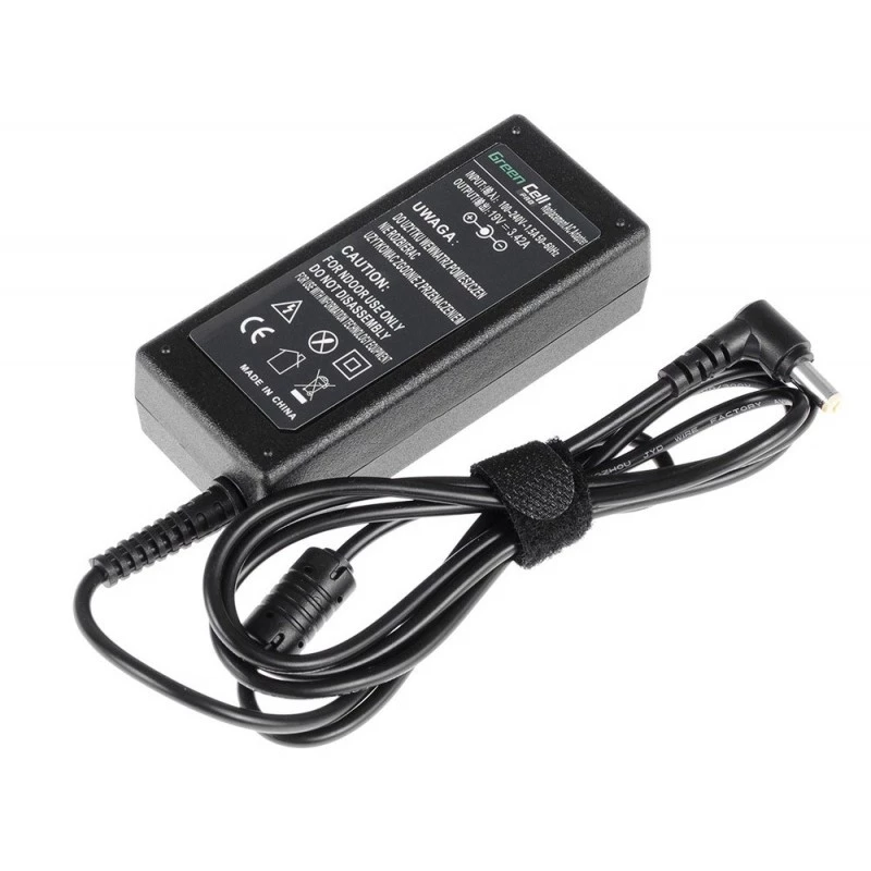 Zasilacz sieciowy zielony Cell AD01P — 60 W, 19 V 3.42 A, wewnętrzny zasilacz do laptopa, czarny