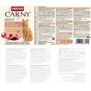 ANIMONDA Carny Adult Chicken, turkey, duck hearts - mokra karma dla kota - 400g