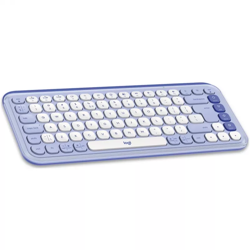 Logitech POP Icon Combo - Tastatur-und-Maus-Set - kabellos - Bluetooth LE - QWERTY - US International - fliederfarben?, Off-White (920-013078)