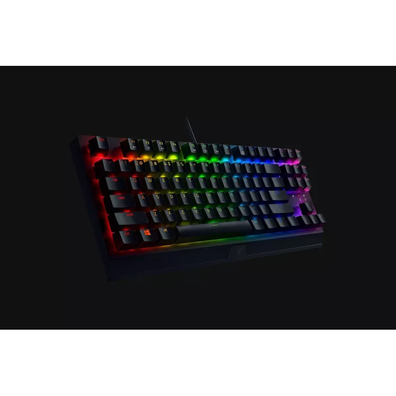 Mechaniczna klawiatura gamingowa Razer CzarnyWidow V3 Tenkeyless — USB, QWERTY US, przełączniki Razer żółty, podświetlenie RGB, czarna